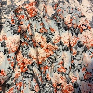 Floral Print Dress in Orange and Gray